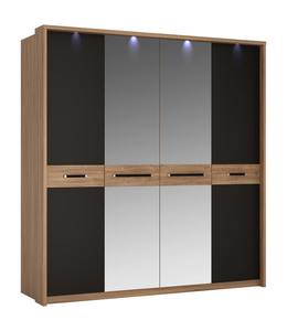 Armoire contemporaine autoportante à 3 portes avec miroir, finition chêne Stirling et noir mat, <span class=keywords><strong>placard</strong></span> de chambre à coucher pour salon - Product Image 1
