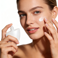 Flacons en plastique cosmétique vides en forme de cœur avec bouchon à vis en PE/ABS de 30 ml, logo personnalisé, avec cordon de suspension pour crème solaire
