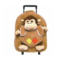 Sac à dos scolaire 2 en 1 pour enfants, pingouin, singe, licorne, jouet en peluche, sac à roulettes avec roues