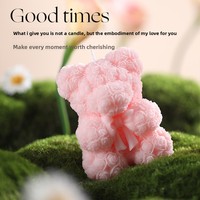 Bougie aromatique en cire de soja en forme de cœur d'ours rose mignon, cadeau pour les filles, anniversaire, Saint-Valentin, souvenir de mariage
