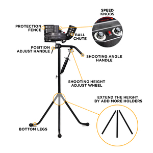 Furlihong 777bha Dual-bánh xe 2 trong 1 bóng chày & Cricket bày máy, góc và tốc độ điều chỉnh, 30-95 MPH - Product Image 6