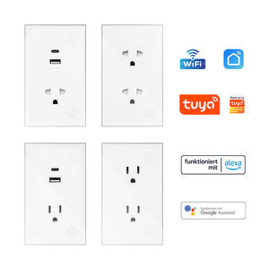 Enchufe de Pared Inteligente WiFi de 2 Tomas, Panel Táctil de Vidrio Templado, Universal 240V, Control por Voz con la Aplicación Smart Life (Alexa/<span class=keywords><strong>Google</strong></span> Home) - Product Image 1