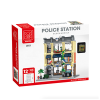 Collection de Blocs de Construction Miniatures Scène Urbaine : Station de Police Vintage, Magasins de Rue, Jouets pour Scènes de Ville