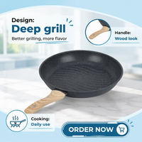 Poêle à frire en pierre de blé à motif de poisson Revêtement intérieur antiadhésif Poêle à frire à induction Cuisine à domicile Meilleure vente