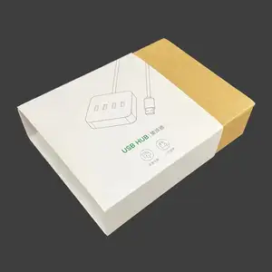 Özel Logo baskılı Kraft kağıdı sürgülü çekmece kutusu geri dönüşümlü Usb Hub kağıt Srorage Packgeing kutusu