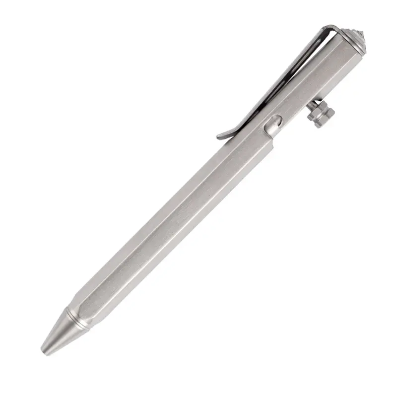 टाइटेनियम मिश्र धातु बोल्ट एक्शन पेन के साथ क्लिप, रिट्रेटेबल पॉकेट बॉल-पॉइंट पेन, मल्टीफंक्शनल पॉकेट एडc पेन