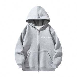 Sweat à capuche zippé en coton d'automne avec logo personnalisé, fabricant essentiel de sweat à capuche, logo personnalisé, vestes pour hommes - Product Image 1