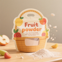 Sacs en plastique composite personnalisé à impression complète avec fermeture éclair Pochette en forme découpée avec fenêtre pour sac en mylar de poudre de fruit