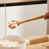 Cuillère à mélanger en bois d'olivier en forme de cœur à long manche, cuillère à apéritif, ustensiles de cuisine pour cadeau, vente en gros Natural House