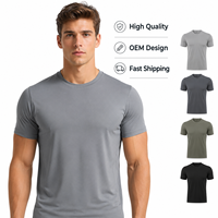 T-shirt de sport pour homme respirant, en tissu extensible doux, de haute qualité, avec logo imprimé sur mesure, idéal pour la course à pied et la gym
