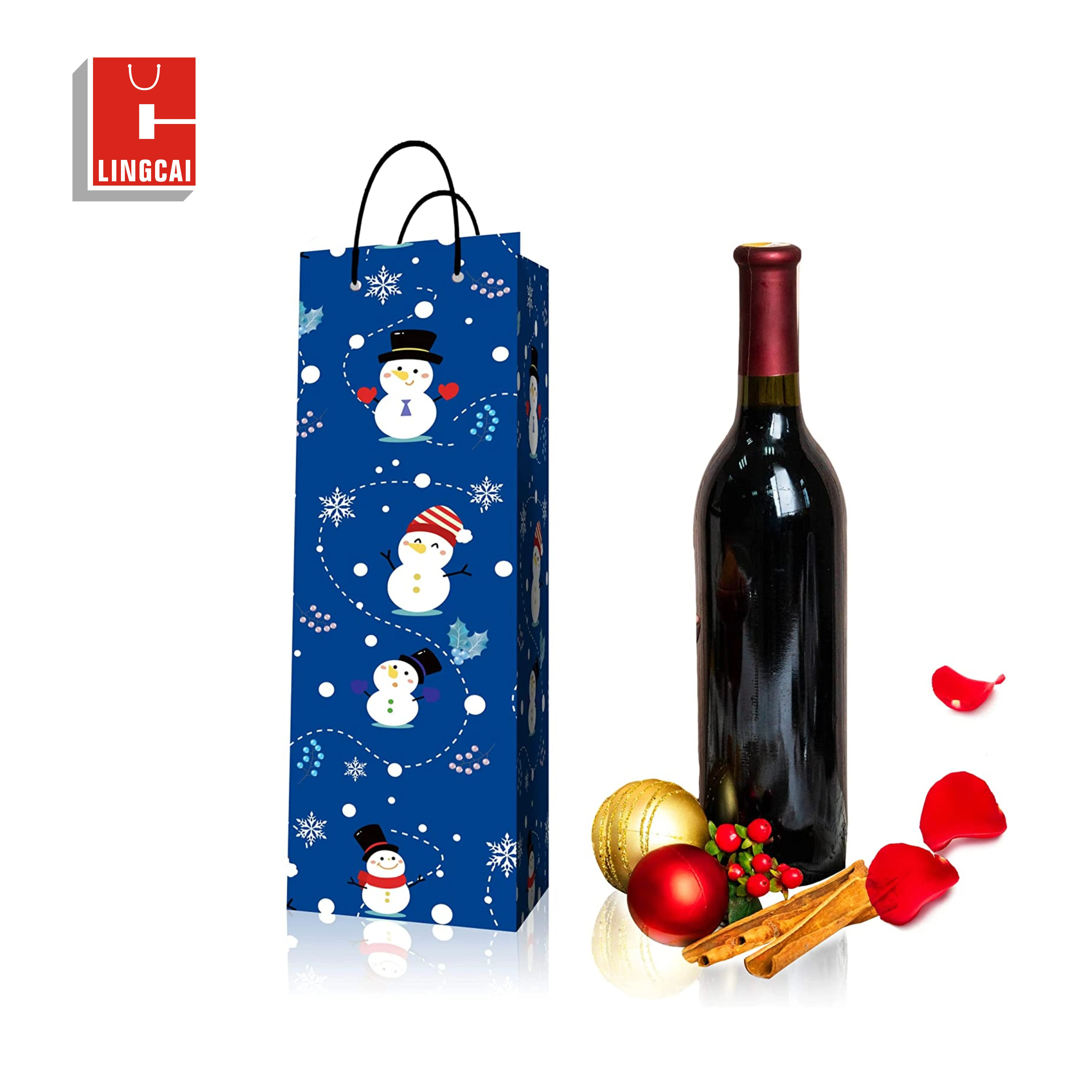 Private Label Custom Luxury Paper Prime Branded Packing Liquor Whisky Wine Bottle regali borse con manici