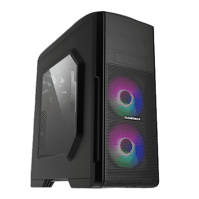 Gaming Computer Case Mesh Front Panel Plastic Mid Tower ATX Side Panel Window 2xChannel Fan Speed Controller ARGB Stock 7-Slot