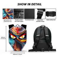 Mochila para Bicicleta LED Personalizable con Ojos Animados, Bolsa para Bicicleta Programable con Luz LED, Aplicación, Carcasa Rígida Impermeable, Personalizable