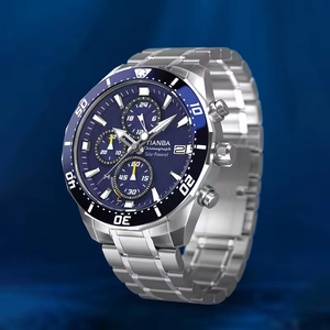 <span class=keywords><strong>Montre</strong></span> <span class=keywords><strong>Chronographe</strong></span> <span class=keywords><strong>Solaire</strong></span> pour Hommes en Acier Inoxydable 316L de Haute Qualité avec Verre Saphir 10ATM, Vente en Gros Personnalisée - Product Image 2