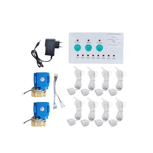 Water Leak Detector Siren with 8pcs Water Sensor Cable 2pcs Smart Valve Crane for 1/2" 3/4" 1" Pipe Anti Overflow Alarm System