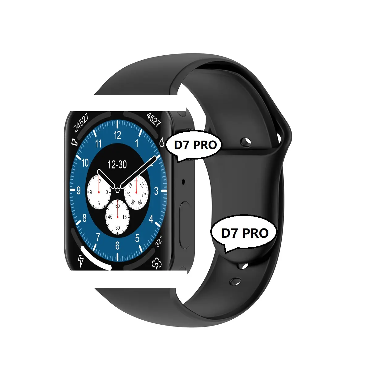 D7Pro Smartwatch 1.77 אינץ לב קצב דם לחץ Oxyen IP68 עמיד למים IWO סדרת 7 חכם שעון עבור Paypal תשלום D7 פרו