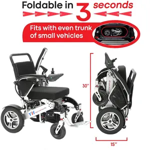 Silla de ruedas eléctrica plegable de aluminio con reposapiés Silla de ruedas de transporte para ancianos Movilidad máxima en todas las situaciones - Product Image 2