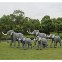 Support Oem lion éléphant grandeur nature en fibre de verre figurine/10ft safari éléphant statue accessoires/safari éléphant statue girafe statue