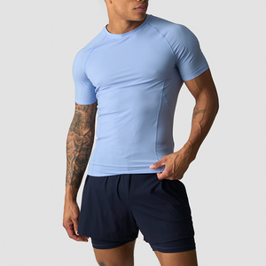 Camiseta Deportiva de Manga Raglán para Hombre, con Logotipo Personalizado de Fábrica, Cuello Redondo, Tejido de Malla Transpirable de <span class=keywords><strong>180</strong></span> Gramos, Elástica y de Secado Rápido - Product Image 1