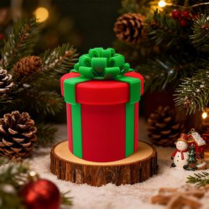 Scatola Regalo Natalizia Stampata in 3D con Coperchio e Fiocco, Contenitore Rotondo in PLA per Caramelle e Gioielli, Decorazione Festiva - Product Image 3