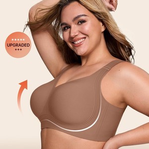 Reggiseno sportivo da donna <span class=keywords><strong>taglie</strong></span> forti, sottile, traspirante, push-up, in maglia, senza ferretto, con coppe a 3/4 e design senza cuciture - Product Image 2