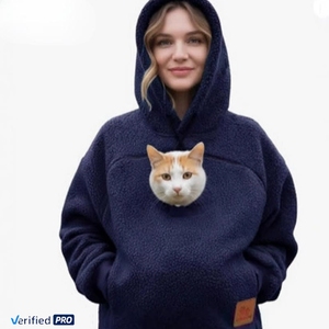 VPETBR Moletom com Capuz para Gatos com Zíper e Bolso Canguru, Jaqueta Transportadora para Animais de Estimação, Moletom Quente para Cães com Forro de Lã - Product Image 1