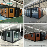 Maison conteneur pliable à double aile de 20 pieds personnalisée, préfabriquée, modulaire, avec isolation thermique pour complexe touristique