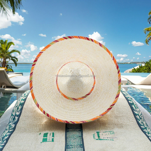 หมวกเมกซิกันสตรีสไตล์วินเทจหมวกปีกกว้างสำหรับฤดูร้อนหมวกฟางสีราคาดี - Product Image 1