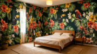 Papier peint chinois, jungle tropicale, perroquet, toucan, décoration intérieure, peinture murale florale, papel tapiz, panneau mural décoratif 3D, forêt tropicale