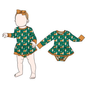 Combinaison pour bébé fille en bambou à col rond, à manches longues, respirante, avec jupe, prix d'usine, douce et personnalisée - Product Image 3