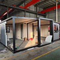Villa préfabriquée moderne en acier pliable et extensible, 2-3 chambres, pour usage commercial, conteneur de 20 pieds, résistant aux intempéries, montage rapide