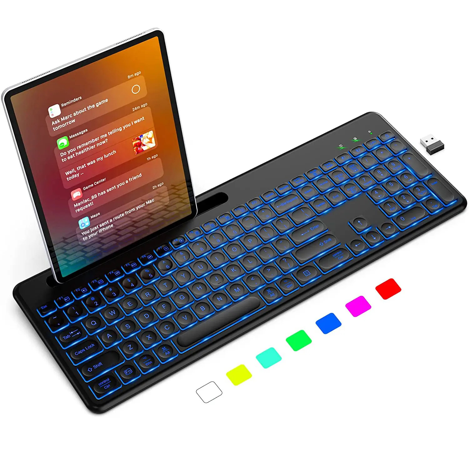 Yeni Model 104 tuşları makas anahtarları arkadan aydınlatmalı tip C şarj edilebilir kablosuz bluetooth Tablet klavye Rgb Ipad Pro 11
