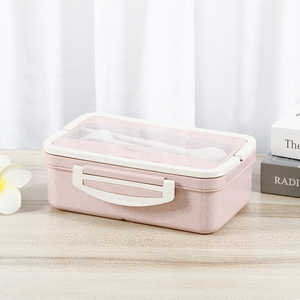 กล่องอาหารกลางวันพลาสติกทำจากฟางข้าวสาลีกล่องเบนโตะซูชิสำหรับนักเรียนภาชนะเก็บผลไม้ภาชนะใส่อาหารสำหรับผู้ปฏิบัติงานในสำนักงาน - Product Image 2