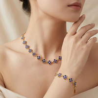 Bracelet et collier en acier inoxydable 316L Cleef Zircon, trèfle à quatre feuilles, délicat, plaqué or 18K PVD, bijoux pour femmes, ensembles cadeaux