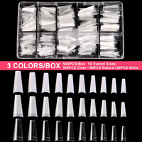 500 Uds. Puntas de Uñas Postizas Flexibles de ABS sin Rastro, Forma Ataúd, Transparentes, Naturales, Acrílicas, para Extensión de Uñas