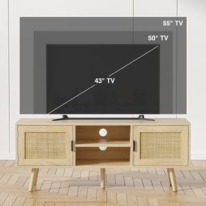 Mobile TV in Rattan May Home per TV fino a 55'', Centro Intrattenimento Moderno con 2 Ante e 2 Ripiani Aperti - Product Image 5