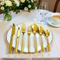 Ensemble de couverts de luxe en acier inoxydable de haute qualité, durable, résistant au lave-vaisselle, couleur or, pour restaurant, mariage, table