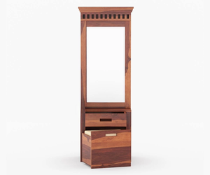 Table de toilette en bois de Sheesham finition miel, élégante et robuste, avec tiroirs spacieux, design durable pour chambre à coucher - Product Image 4