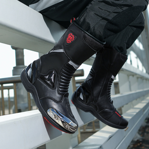 Botas de cuero de alta calidad para motociclista, zapatos de carreras profesionales de cuero transpirable - Product Image 6