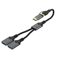 Adaptateur USB Type C 2-en-1 mâle/femelle, prise en charge OTG, transmission de données 480 Mbps, hub USB pour voiture, ordinateur portable, clavier MacBook, gaine en PVC