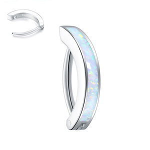 Anelli per <span class=keywords><strong>ombelico</strong></span> <span class=keywords><strong>in</strong></span> titanio G23 con cerniera, <span class=keywords><strong>piercing</strong></span> minimalista color oro e <span class=keywords><strong>argento</strong></span>, con zirconi e opale sintetico intarsiati - Product Image 6