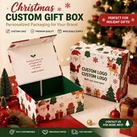 Boîte cadeau magnétique personnalisée pour Noël, design festif Père Noël, intérieur vert, boîte rigide pour emballage de coffret cadeau de Noël