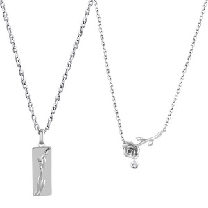 Thorn Rose Couple Necklaces Silver Clavicle Chain Floral Design Gift For Him Her - Product Image 5