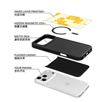Coque de téléphone AG Feeling Black Edge avec motif orange doré pour iPhone 17, 17 Pro Max, 16 Pro, 15 – Coque magnétique