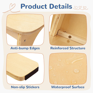 Table en bois de couleur naturelle pour tout-petits avec 2 chaises, ensemble d'activités pour enfants pour l'art, le jeu et l'artisanat, pour les enfants de 1 à 7 ans, chaise à dossier arrondi - Product Image 4