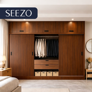 <span class=keywords><strong>Armadio</strong></span> <span class=keywords><strong>per</strong></span> Hotel con Specchio e <span class=keywords><strong>Ante</strong></span> <span class=keywords><strong>Scorrevoli</strong></span>, Stile Contemporaneo, Griglia di Ventilazione, Colore Legno Scuro - Product Image 2