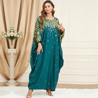 Vêtements traditionnels musulmans manches chauve-souris vert lâche mode transfrontalière robe de grande taille