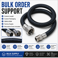 Tuyau d'alimentation en eau pour robinet de lavabo, F1/2 X M1/2, connecteur flexible tressé en nylon noir, tube intérieur EPDM, fabrication OEM