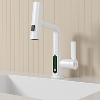 Robinet de lavage extractible de lavabo coloré électrogénérant hydraulique intelligent numérique à LED