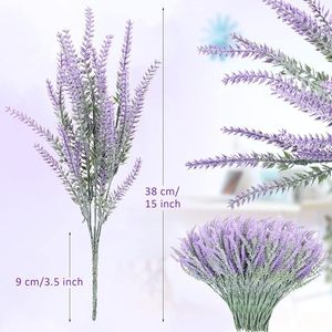 Flores artificiales de lavanda, plástico resistente a los rayos UV, planta falsa de simulación floral para decoración de jardín, balcón y patio al aire libre - Product Image 5